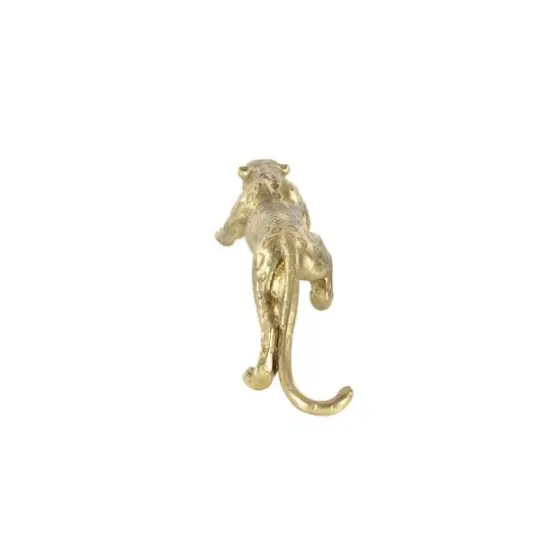 34" Gold Polystone Glam Leopard Sculpture {3}