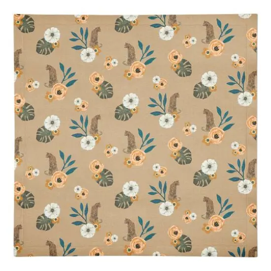 Tropical Jag Cotton Twill Napkin Beige {1}