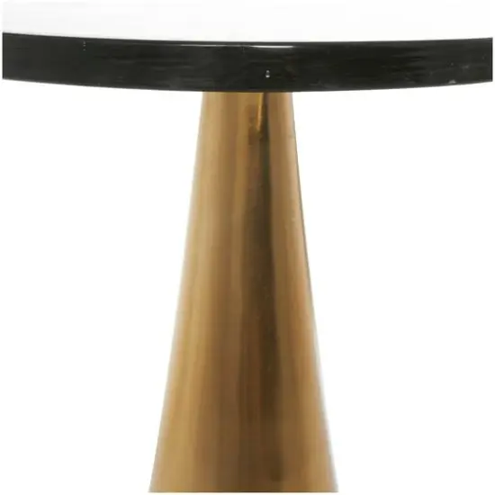 Gold Aluminum Geometric Cone Accent Table with Textured Glass Tabletop {6}