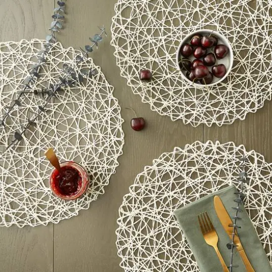 DII&reg; Off White Woven Paper Round Placemat (Set of 6) {6}