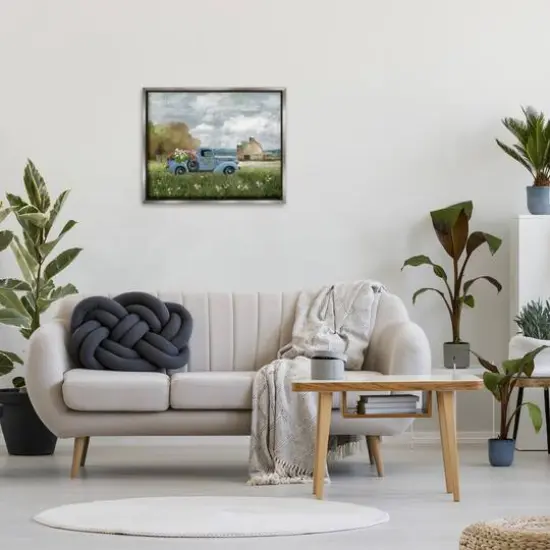 Stupell Industries Vintage Blue Truck in Meadow Floater Framed Art Gray {3}