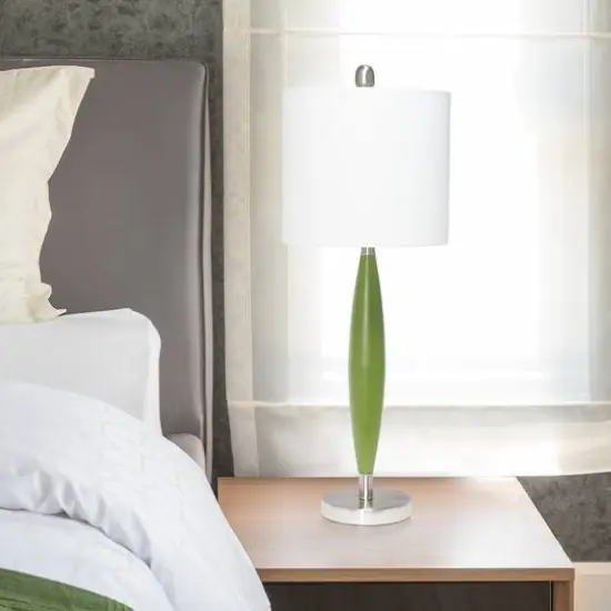 Lalia Home 27" Stylus Table Lamp with White Fabric Shade Green {6}