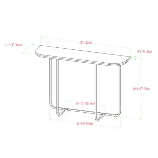 Walker Edison Faux White Marble/Black Modern Curved Entry Table {7}