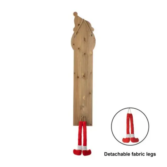 Glitzhome&reg; 4.5ft. Wooden Santa Porch Sign with Fabric Dangling Legs {9}