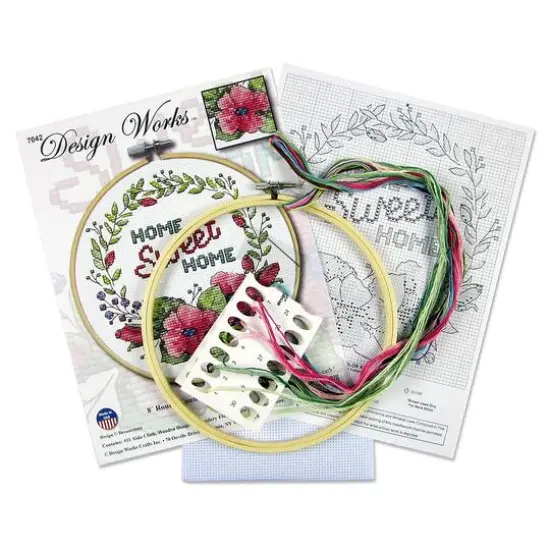 Design Works&trade; 8'' Round Home Sweet Home Counted Cross Stitch Kit {3}