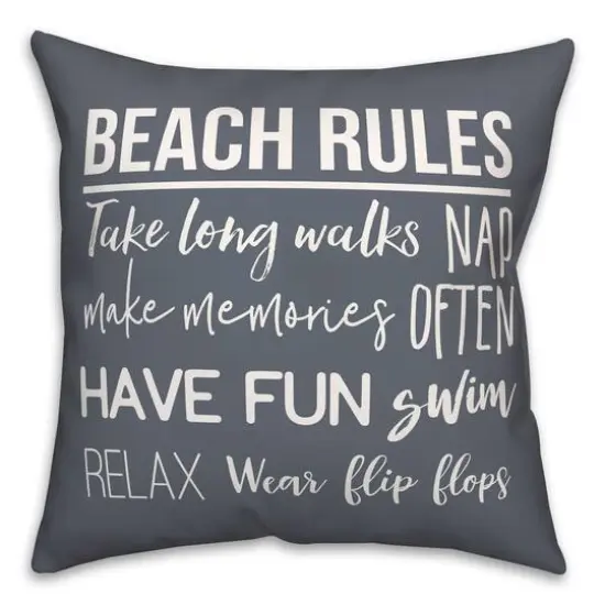 Beach Rules Throw Pillow Slate {1}