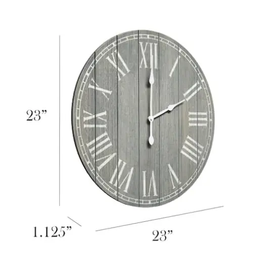 Elegant Designs 23" Wood Plank Coastal Wall Clock Dark Gray Wash {3}