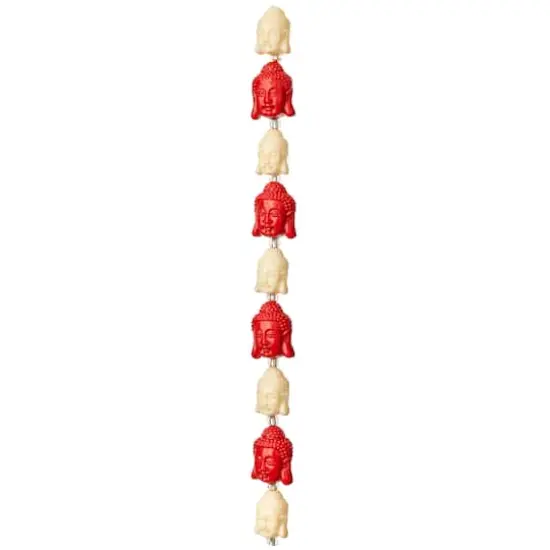 Red & White Reconstituted Stone Siddhartha Beads, 15mm by Bead Landing&trade; {4}
