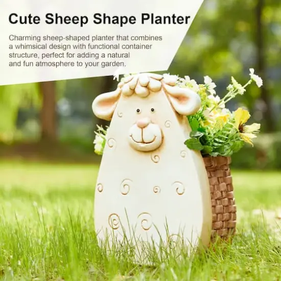 Glitzhome&reg; 12.5" Cute Sheep Statue Planter {3}