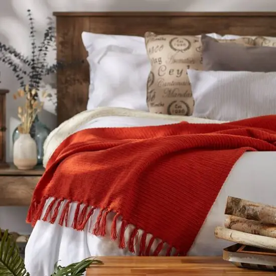 DII&reg; Vintage Red Solid Ribbed Throw {7}