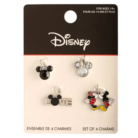 Disney&reg; Silver Mickey & Minnie Love Charm Set {4}