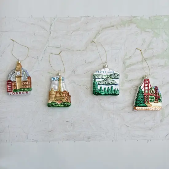 Hello Honey® Hand-Painted Glitter Crater Lake Glass Ornament {3}