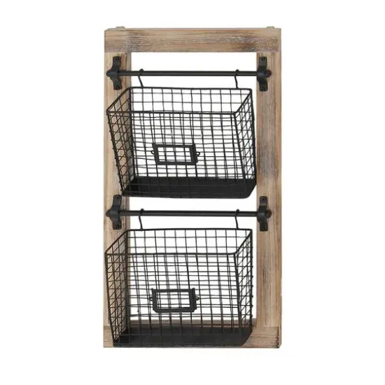 25" Black Metal Farmhouse Magazine Rack Holder {3}
