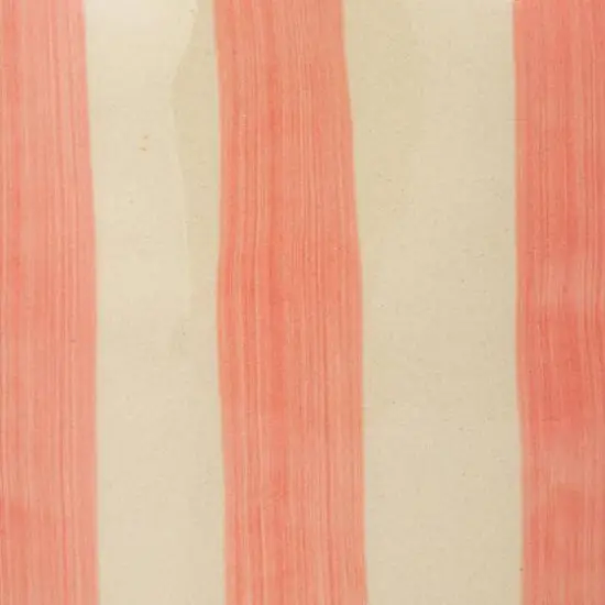 Hello Honey&reg; 9" Hand-Painted Wax Relief Pink Sriped Stoneware Pitcher {7}