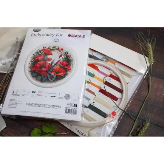Luca-S Composition with Poppies Counted Cross Stitch Kit with Display Hoop {15}
