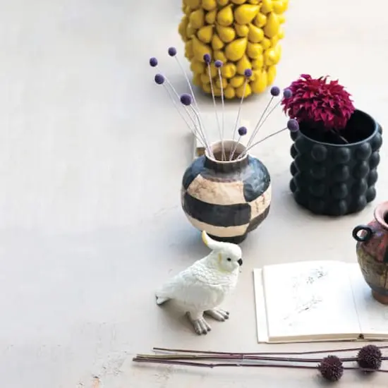 Hello Honey&reg; 8.5" Multicolor Textured Stoneware Vase with Handles & Reactive Glaze {4}