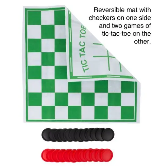 Toy Time Giant Checkers & Tic Tac Toe Reversible Game Rug {4}