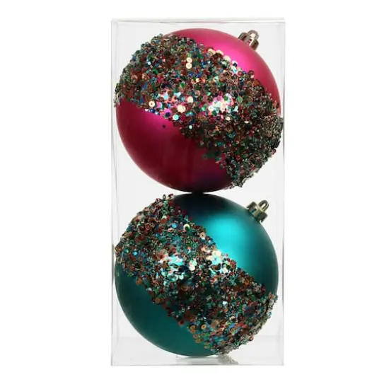 2 Pack 4.7" Jewels & Jolly Sequin Stripe Shatterproof Ball Ornaments by Ashland&reg; {4}