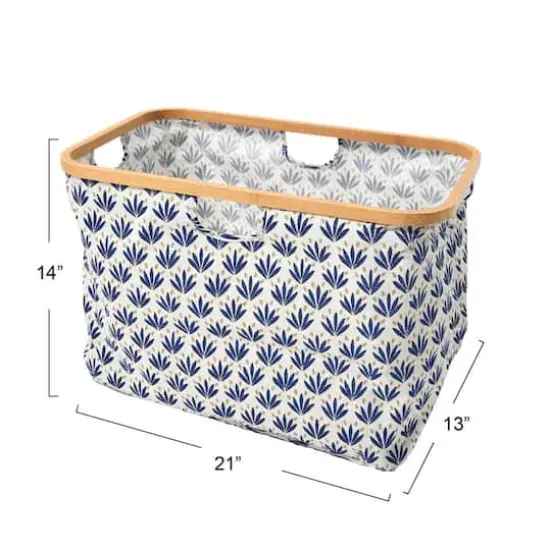 Household Essentials Krush Bamboo Rimmed Basket Blue {4}