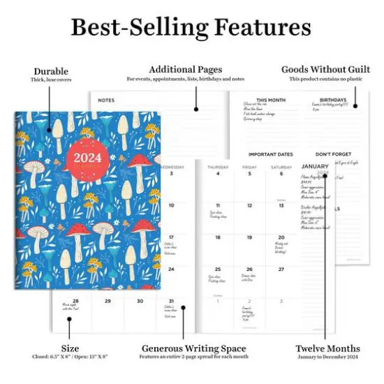 TF Publishing Medium 2024 Magic Mushroom Monthly Planner {3}