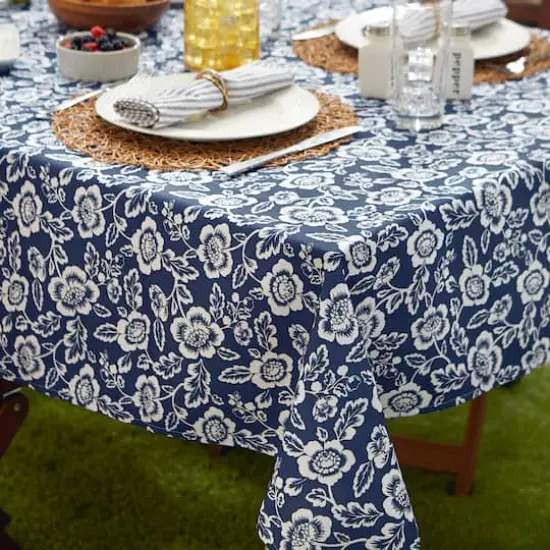 Nautical BlueFloral Print Outdoor Tablecloth, 60" Round {4}
