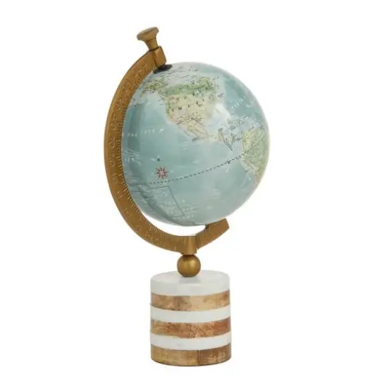 16" Blue Ceramic & Metal Coastal Globe {6}