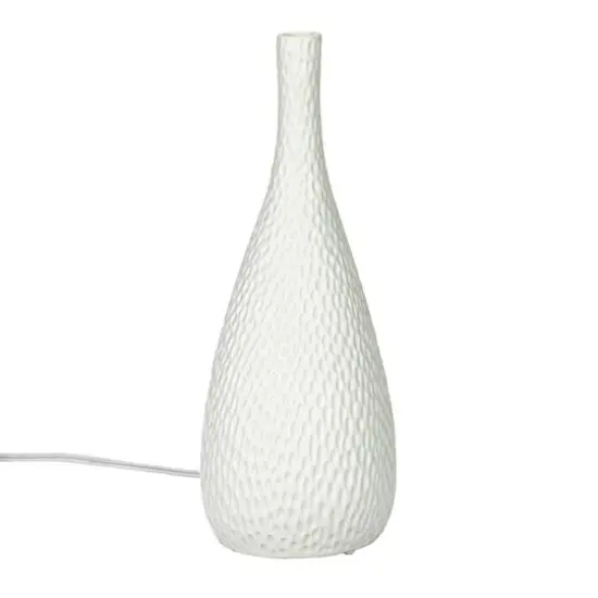 Hello Honey&reg; 12.5" White Debossed Stoneware Bisque Table Lamp with Inline Switch {9}