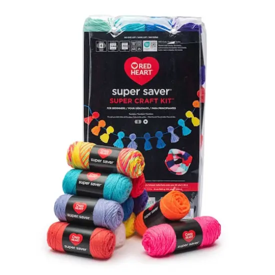 Red Heart&reg; Super Saver&reg; 12 Skein Super Craft Yarn Kit Brights {7}