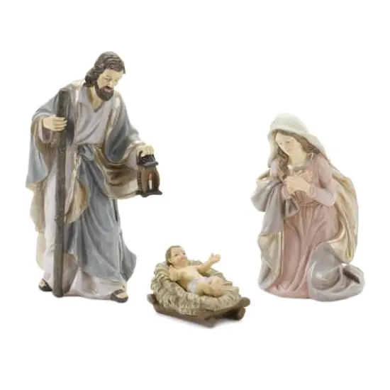 Gold Finished Holy Family Nativity Figurines Set {1}