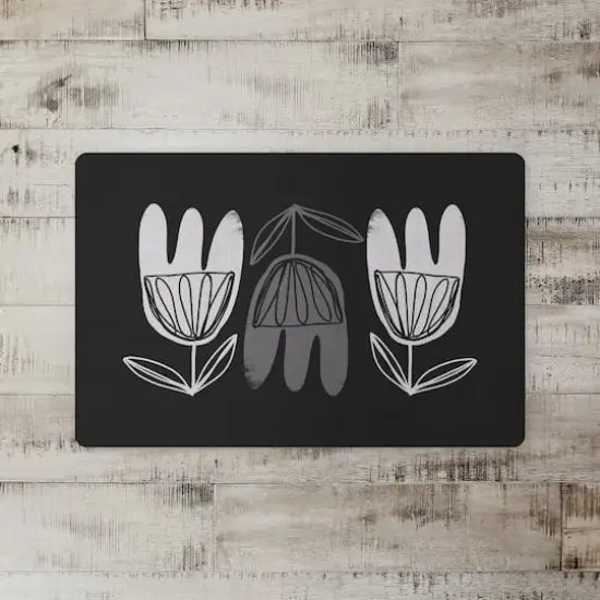 Mid Mod Gray Florals 27" x 18" Floor Mat {3}