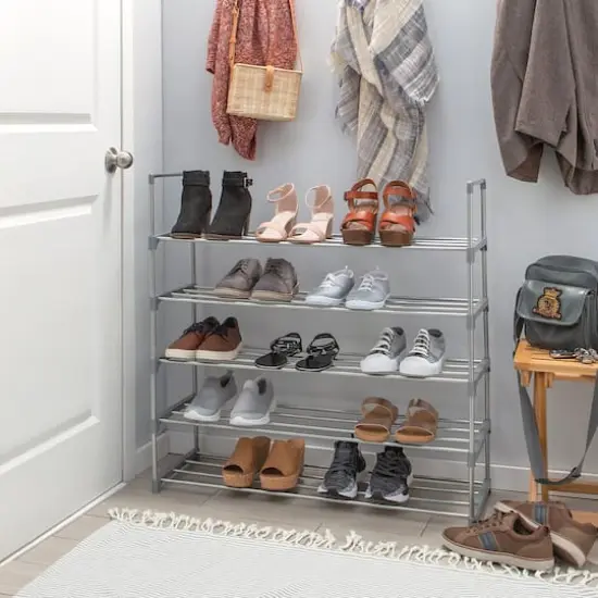 Simplify Gray 5-Tier Stackable Shoe Rack {3}