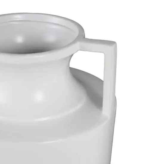 22" White Urn-Shaped Ceramic Vase with Handles {4}