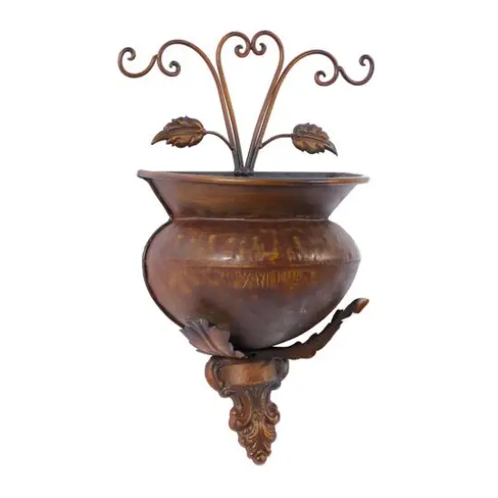 18" Dark Brown Iron Traditional Planter {3}