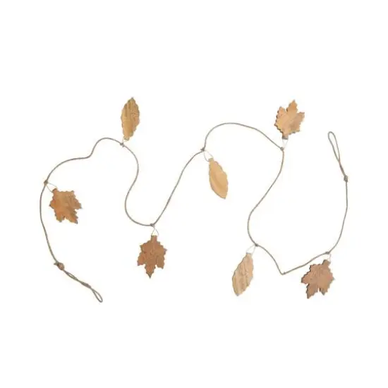 Hello Honey&reg; 6ft. Natural Brown Leaf Mango Wood & Jute Garland {1}