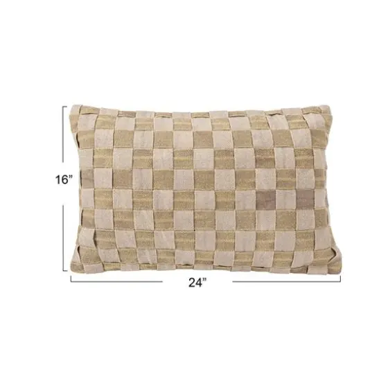 Hello Honey® Olive & Gray Woven Cotton Basket Weave Lumbar Pillow {4}