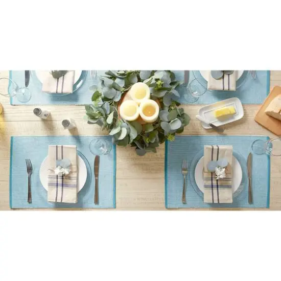 DII&reg; Eco-Friendly Fine Ribbed Placemats, 6ct. Storm Blue {4}