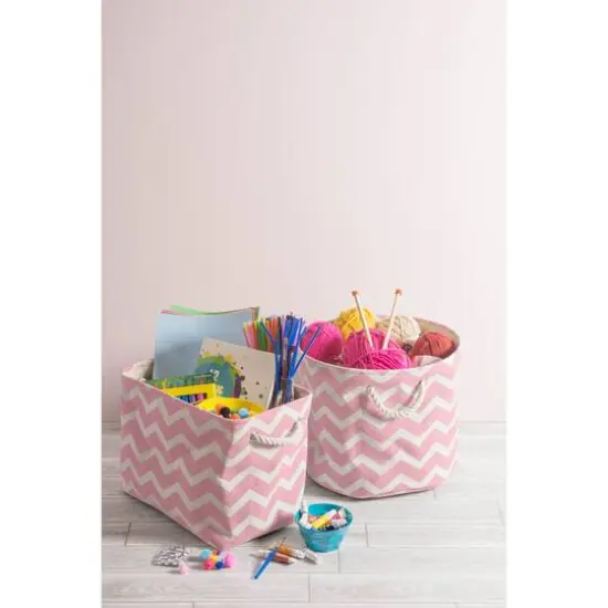 Large Polyester Chevron Rectangle Bin Rose {5}