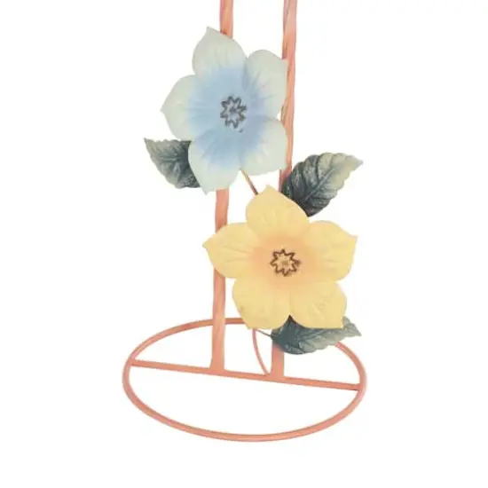 46" Tall Floral & Shimmer Pink Metal Flamingo Garden Sculpture Set {6}