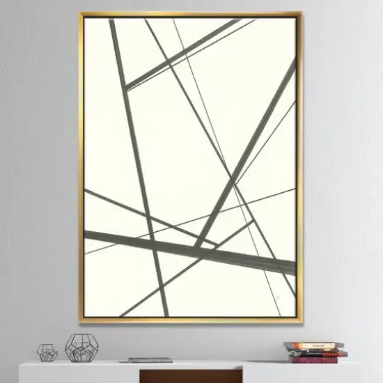 Designart - minimalist black and white IV - Transitional Canvas in Gold Frame {3}