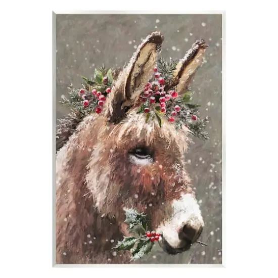 Stupell Industries Winter Donkey Snow Falling Wall Plaque Art {1}
