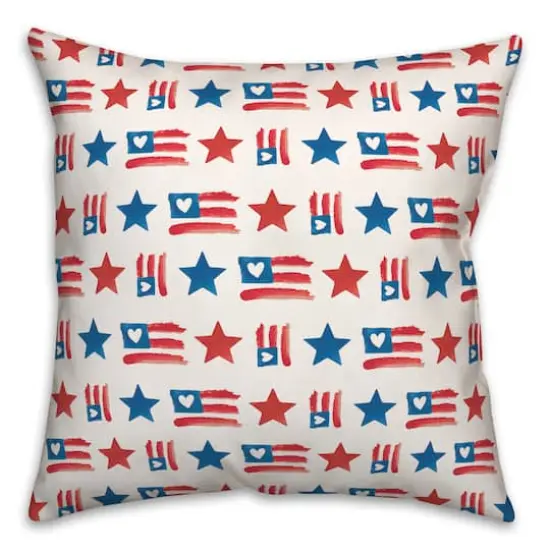 Flags & Stars Pattern Throw Pillow {1}