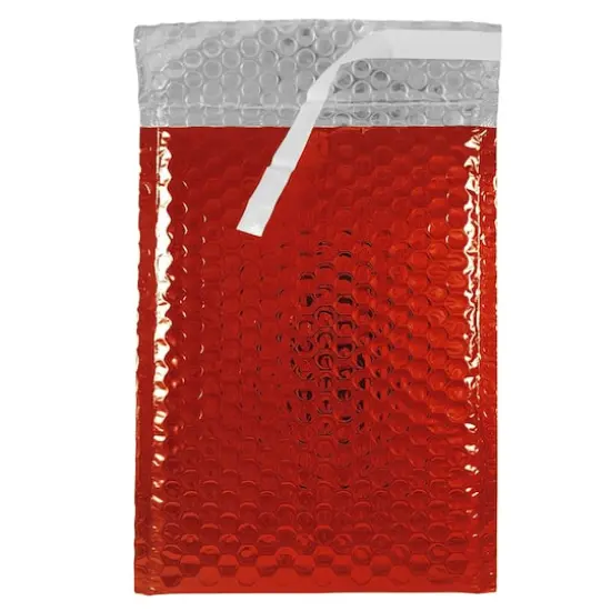 JAM Paper 6.375" x 9.5" Red Metallic Bubble Padded Mailer Envelopes, 12ct. {3}