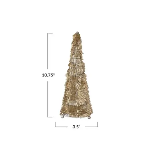 Hello Honey® 10.75" Gold & Nickel Wire & Glass Beaded Christmas Tree {5}