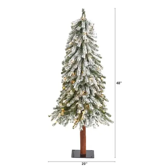 4ft. Pre-Lit Flocked Grand Alpine Artificial Christmas Tree, Clear LED Lights {3}