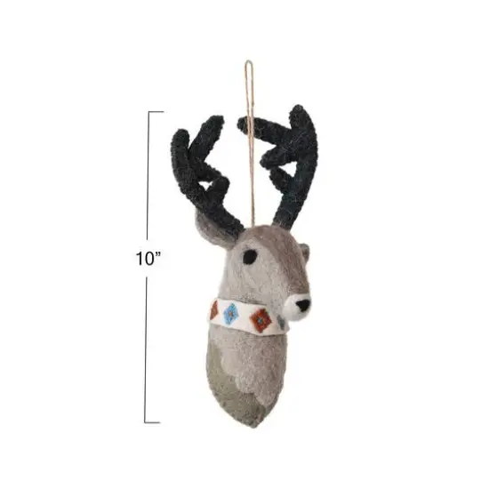 Hello Honey&reg; 10" Handmade Wool Felt Reindeer Head Ornament with Embroidery {5}