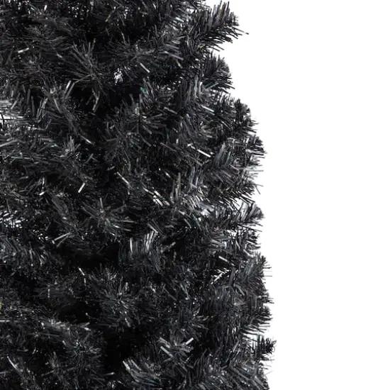 6ft. Iridescent Charcoal Slim Halloween Tinsel Tree {4}