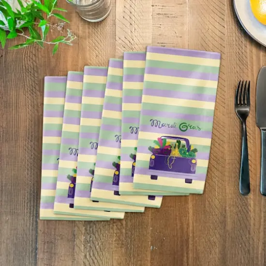 Truck Load Stripes Mardi Gras Cloth Napkin {4}