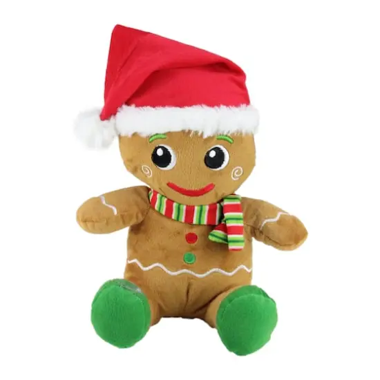 11" Brown & Red Plush Sitting Gingerbread Christmas Figurine Set {6}