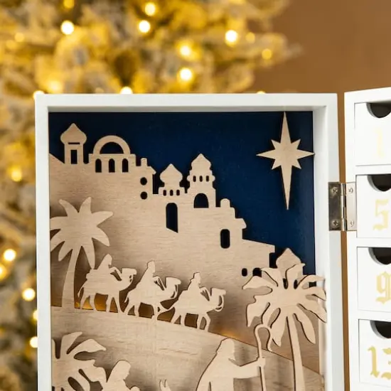 Glitzhome&reg; 17" Lighted Christmas Nativity Advent Calendar D&eacute;cor {5}