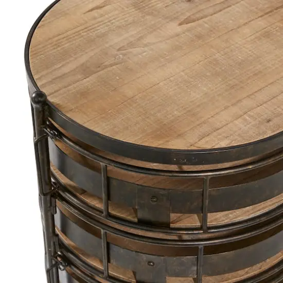 Brown Metal Farmhouse Storage Cart, 28" x 17" x 17" {7}